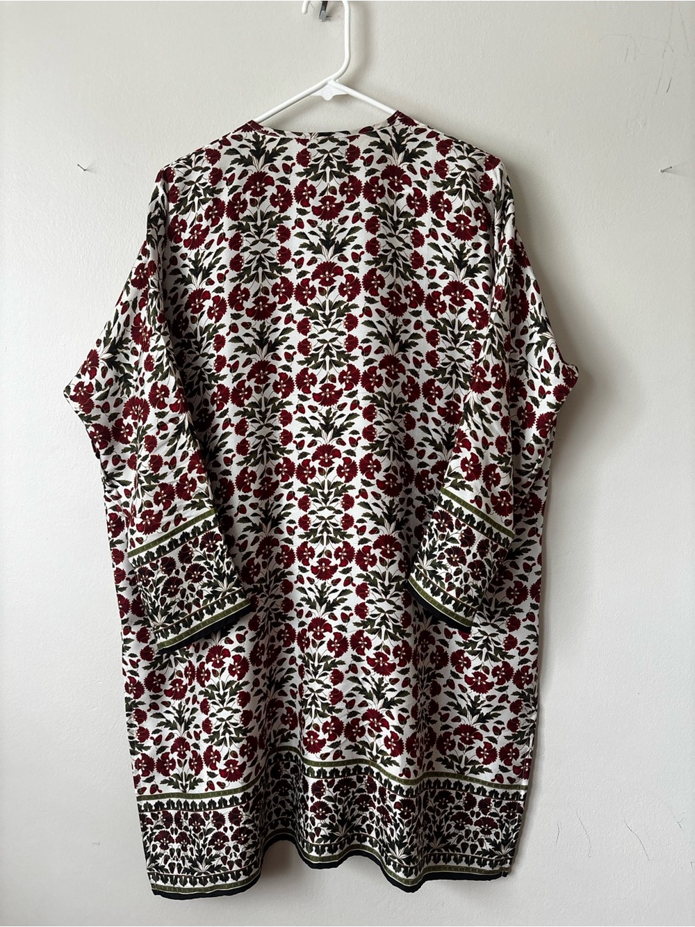 eskandar Red and Green Floral Cream Blouse size 0 - Picture 8 of 15